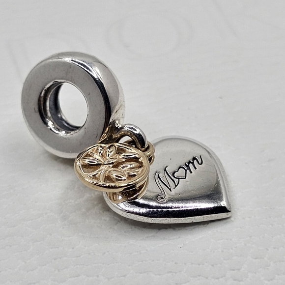❤️Authentic Pandora MOM Dangle Charm With 14k Gold - Picture 1 of 8